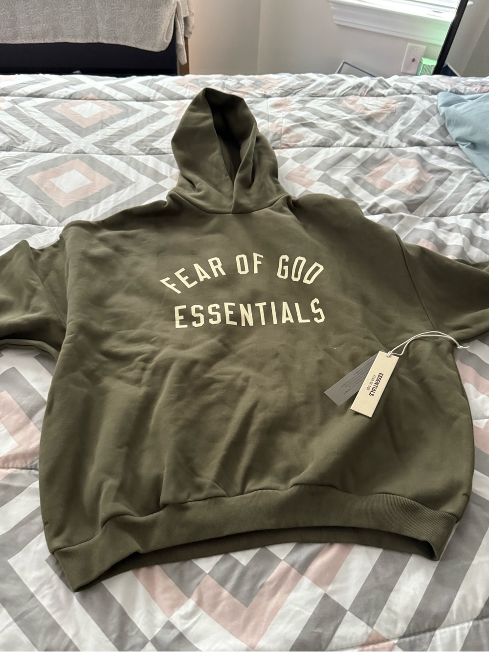 Essentials Military Olive Green Hoodie - Men's Medium